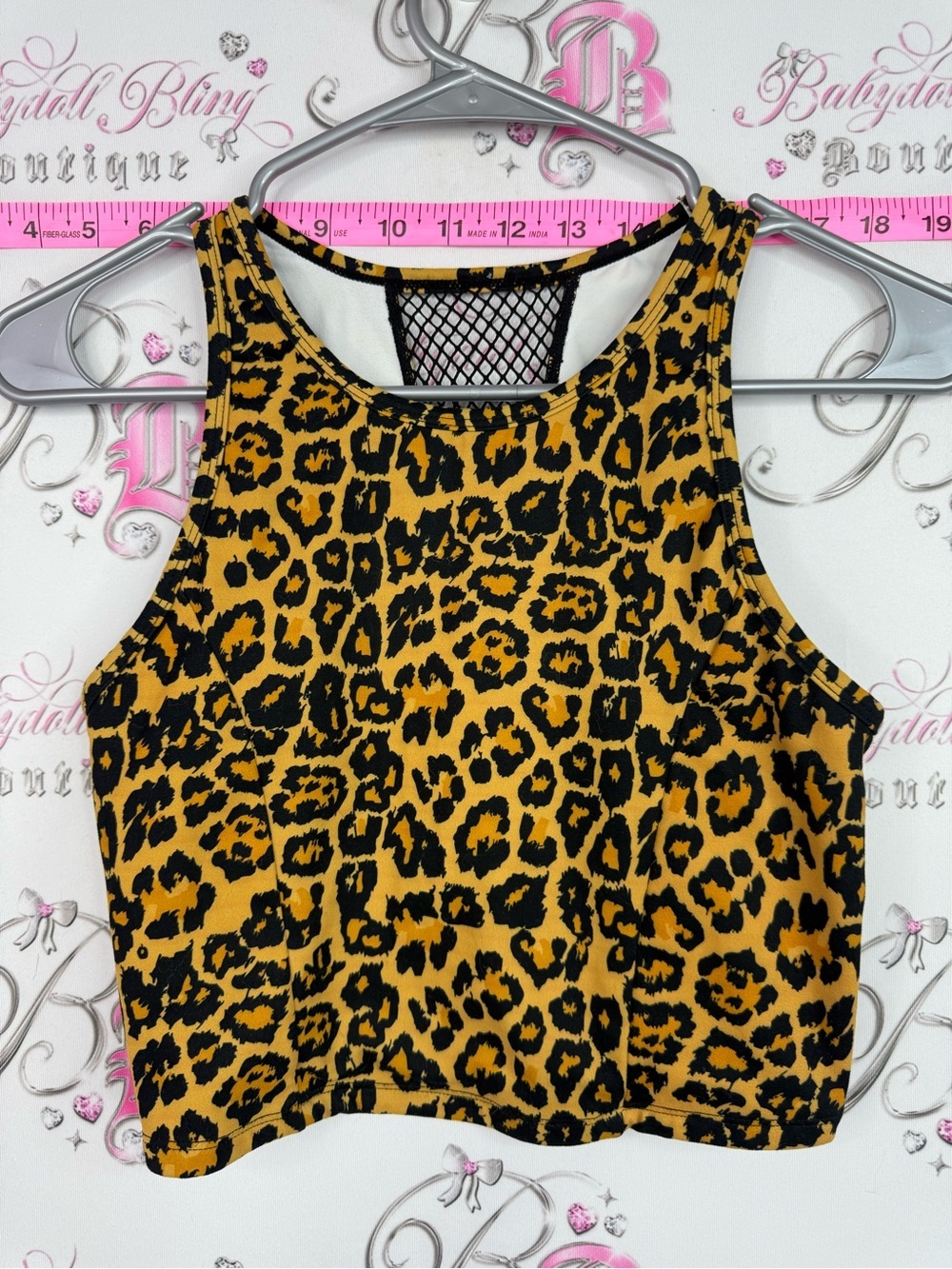 CB Leopard Print Cropped Tank Top - Mustard/Black